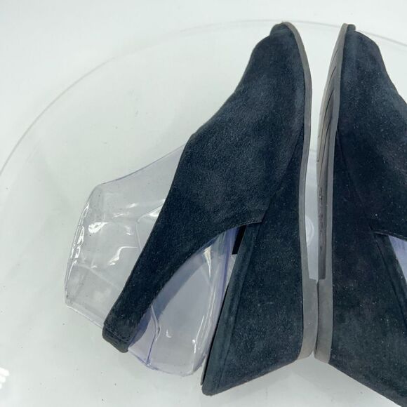 Eileen Fisher Women's Clay Sandal Size 7.5 Wedge Heel Slingback Black Leather - Picture 2 of 13